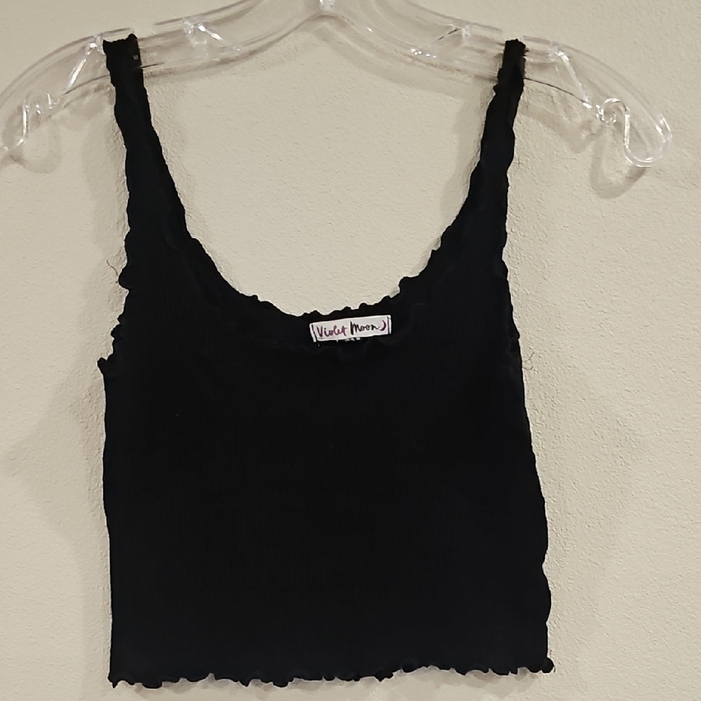 Velvet Heart Black Ribbed Crop Tank Top